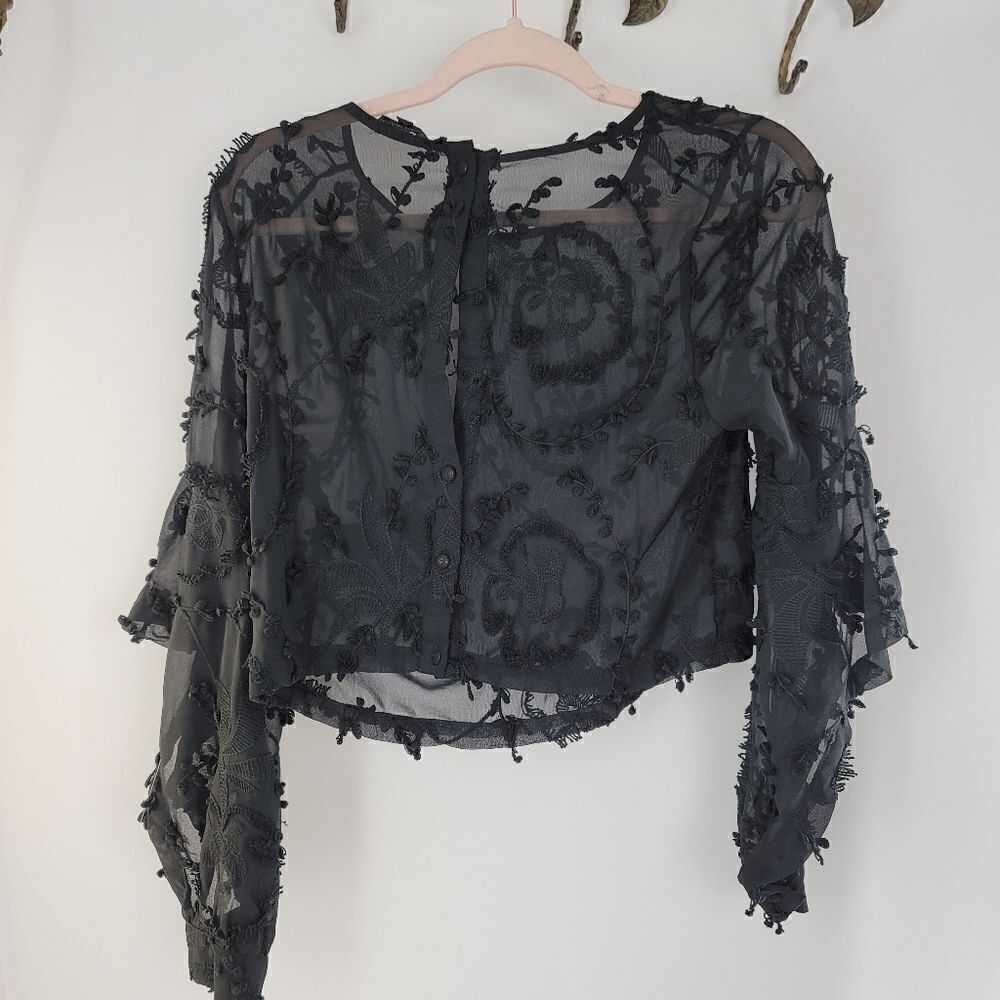 Unbranded dark romantic sheer blouse long angel sleeves